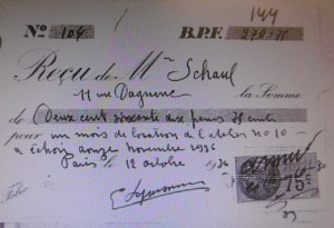 Quittance de loyer du 11, rue Daguerre Paris (14ème) [BundesArchiv N2508]