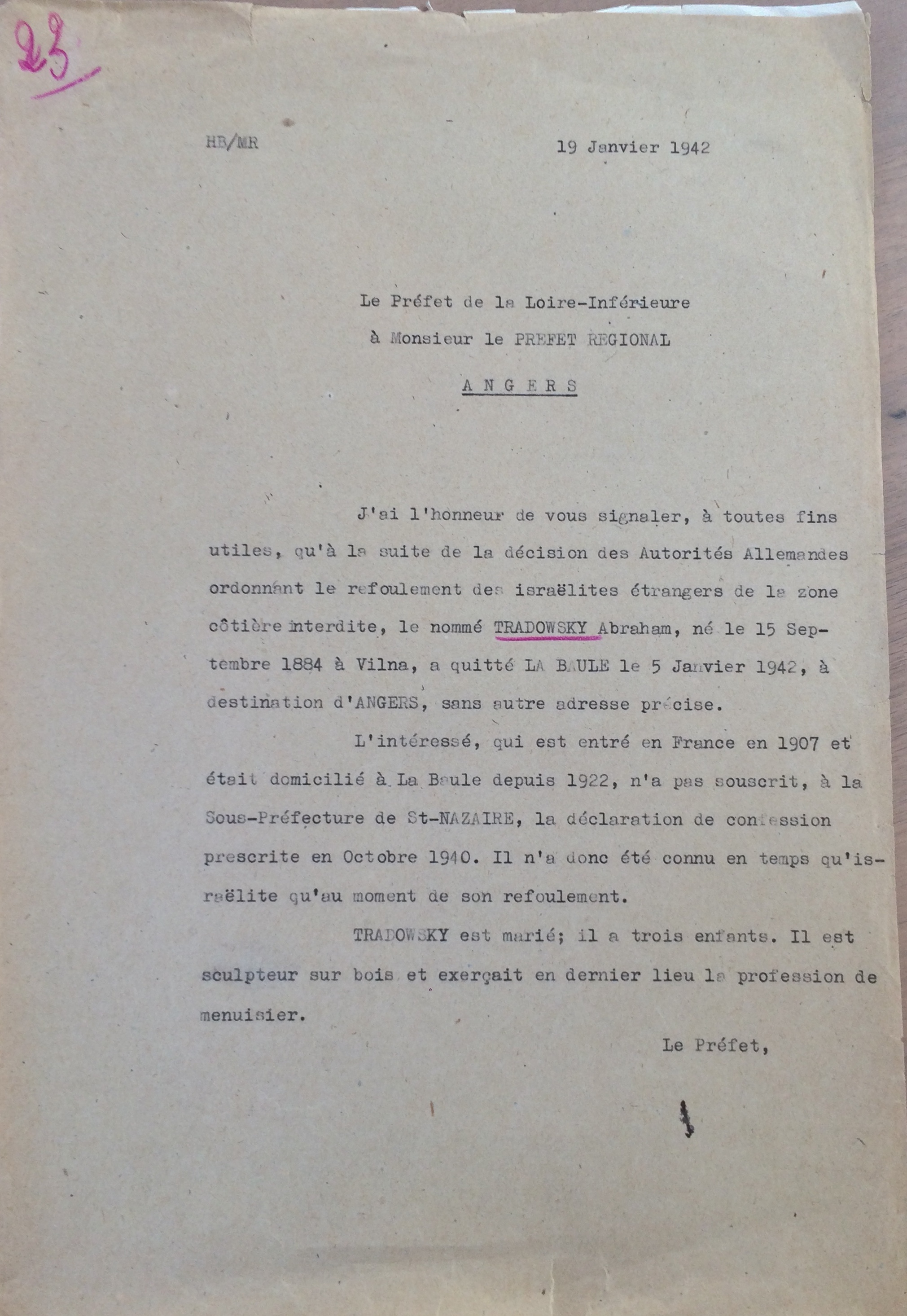 Courrier 1942 TRADOUNSKY