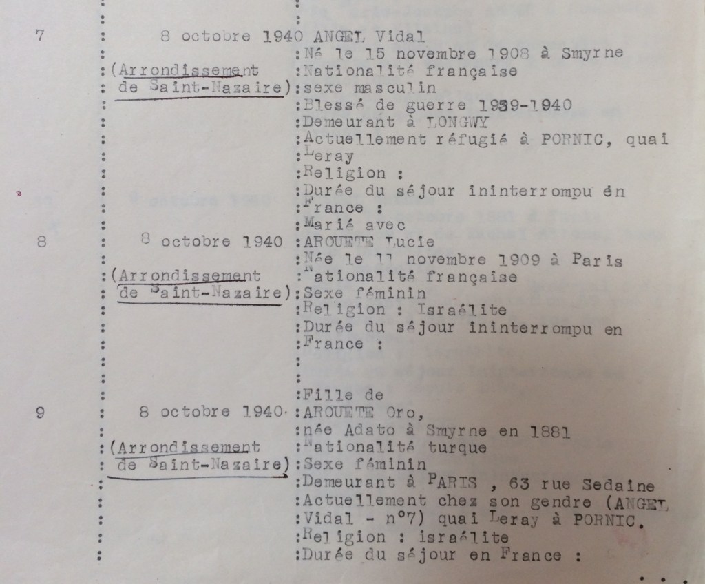 Extrait registre dactylographié du recensement [ADLA 1694W25]