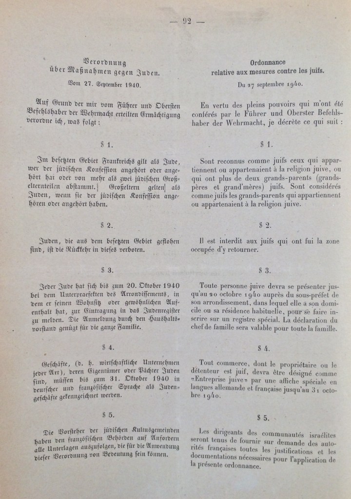 Extrait ordonnance allemande du 27 septembre 1940 [ADLA 1694W20]