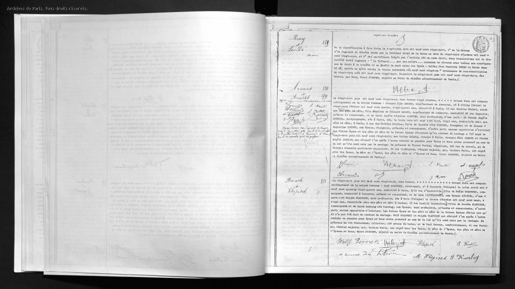 Acte de mariage [Archives de Paris, 10M412]