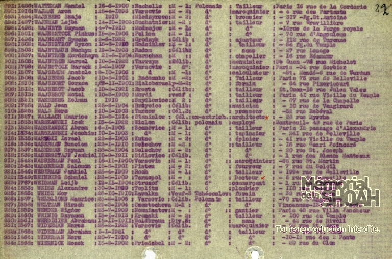 Liste convoi n°4 [CDJC, Mémorial de la Shoah, en ligne]