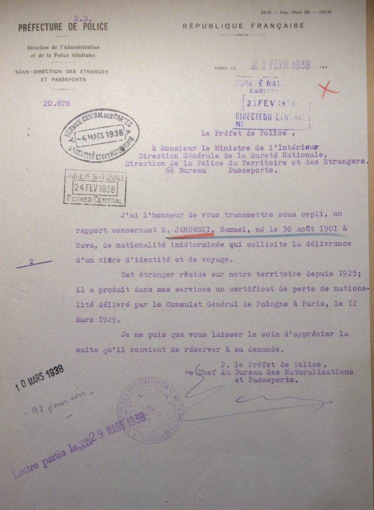 Dossier de JANOWSKI Samuel [Archives Nationales, 19940455/0040]