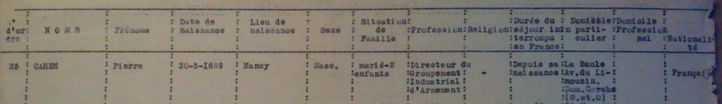 Liste dactylographiée du recensement [ADLA 1694W25]