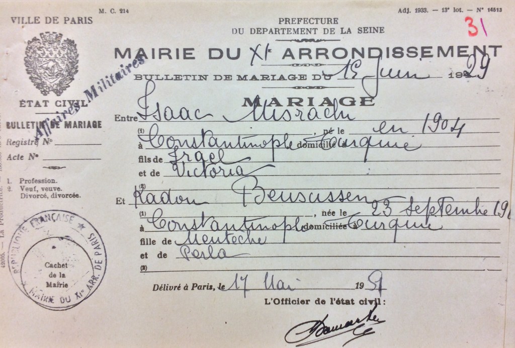 Acte de mariage de Isaac MISRACHI et Kadon BENSUSEN [DAVCC Caen, 21 P 517076]