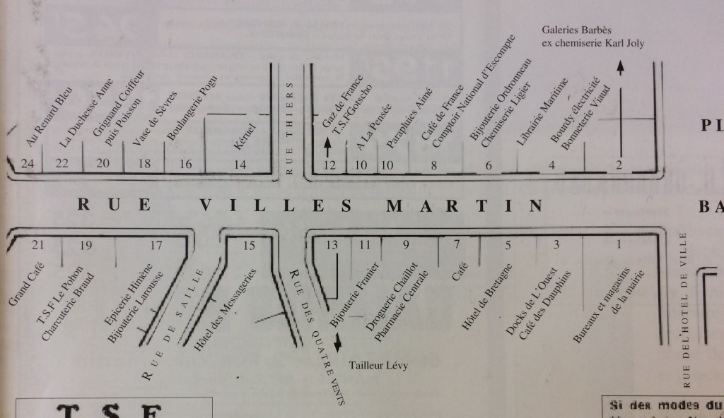 Magasin du Tailleur LEVY situé à l'angle du 13, rue Villès Martin et de la rue des Quatre Vents [AMSN in "Raconte-nous Saint-Nazaire : quelques pas dans nos souvenirs]