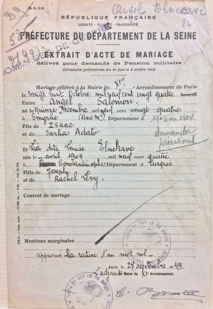 Extrait d'acte de mariage 1949 [DAVCC Caen, 21 P 418 410]