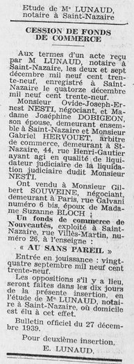 Courrier de Saint-Nazaire et Région 06 janvier 1940 [ADLA, presse en ligne]
