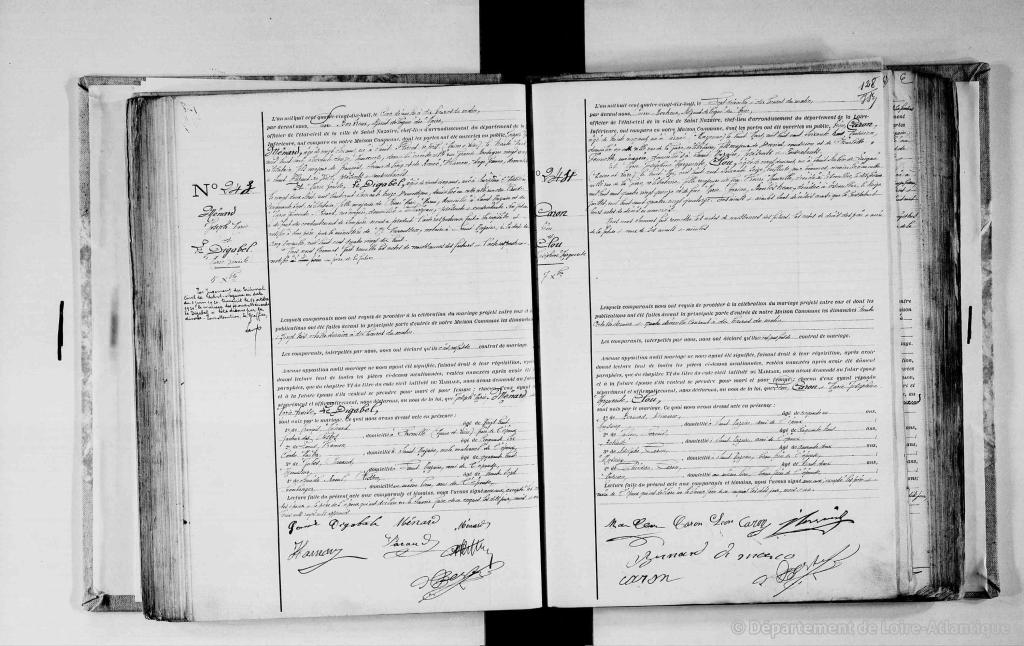 Acte de mariage CARON/CLOU [ADLA, en ligne]