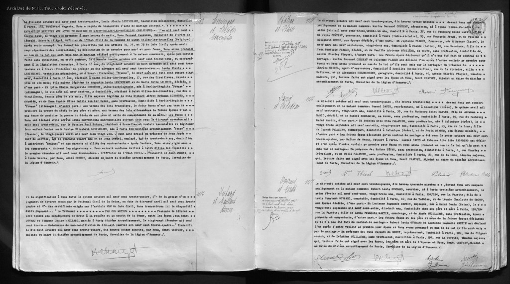 Acte de mariage Samuel DAVID-Riba PALADINO [Archives de Paris,10M428]