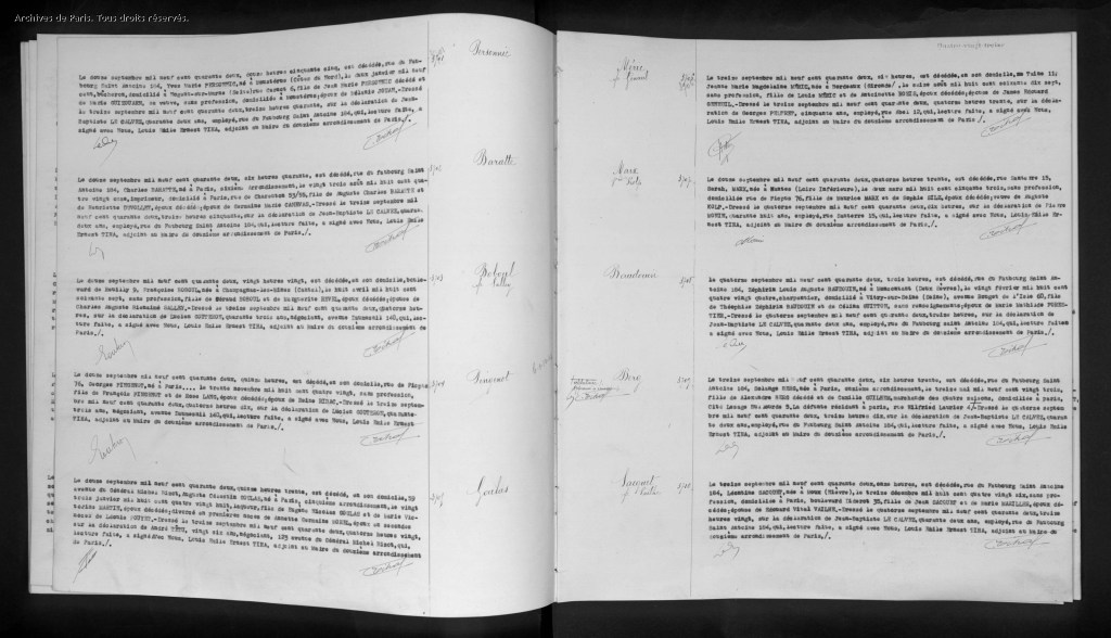 Acte de Décès de Sarah KOLP [Archives de Paris, D408_0093]