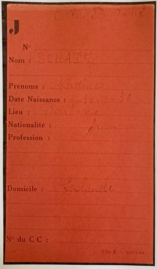 Fiche de SCHATZ Nadine [Fichiers Préfecture Individuel Enfant F9/5673]
