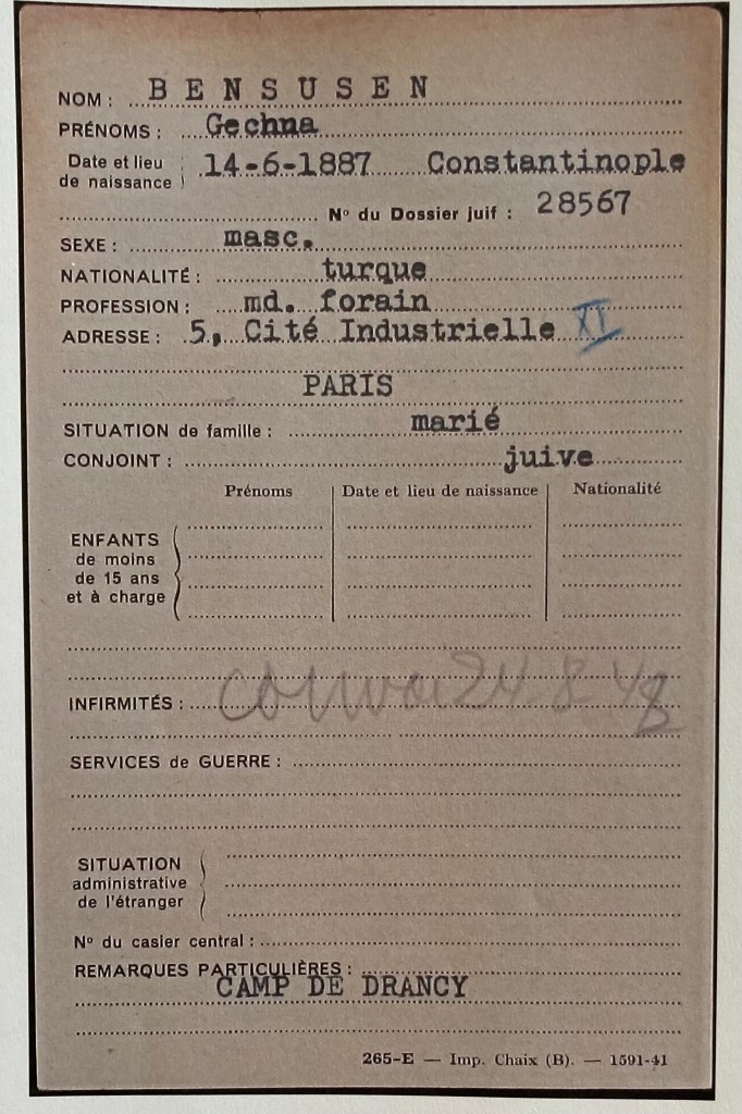 Fichier Préfecture Familial de Yechua BENSUSEN [AN F9/5606]