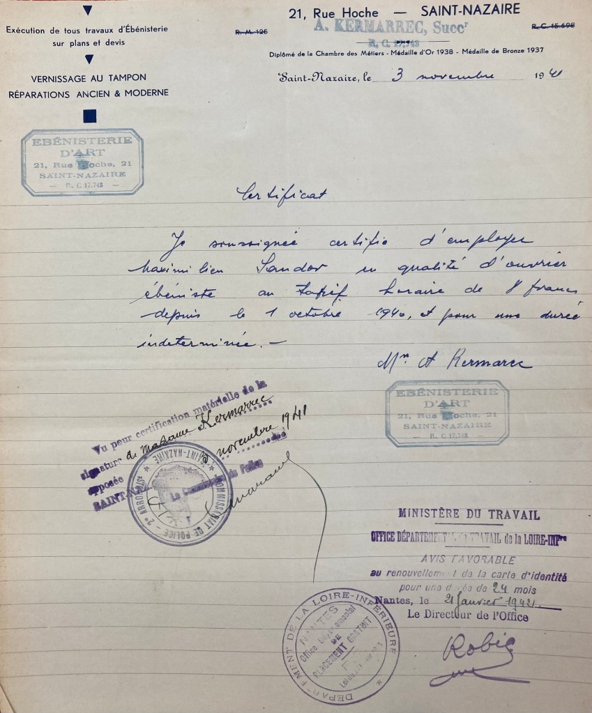 Attestation d'employeur Maximilian SANDOR [ADLA 2101W718]