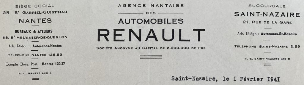 Papier à en-tête Garage RENAULT Saint-Nazaire