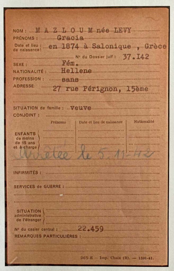 
Archives Nationales Fiches Préfecture Familial F9/5620