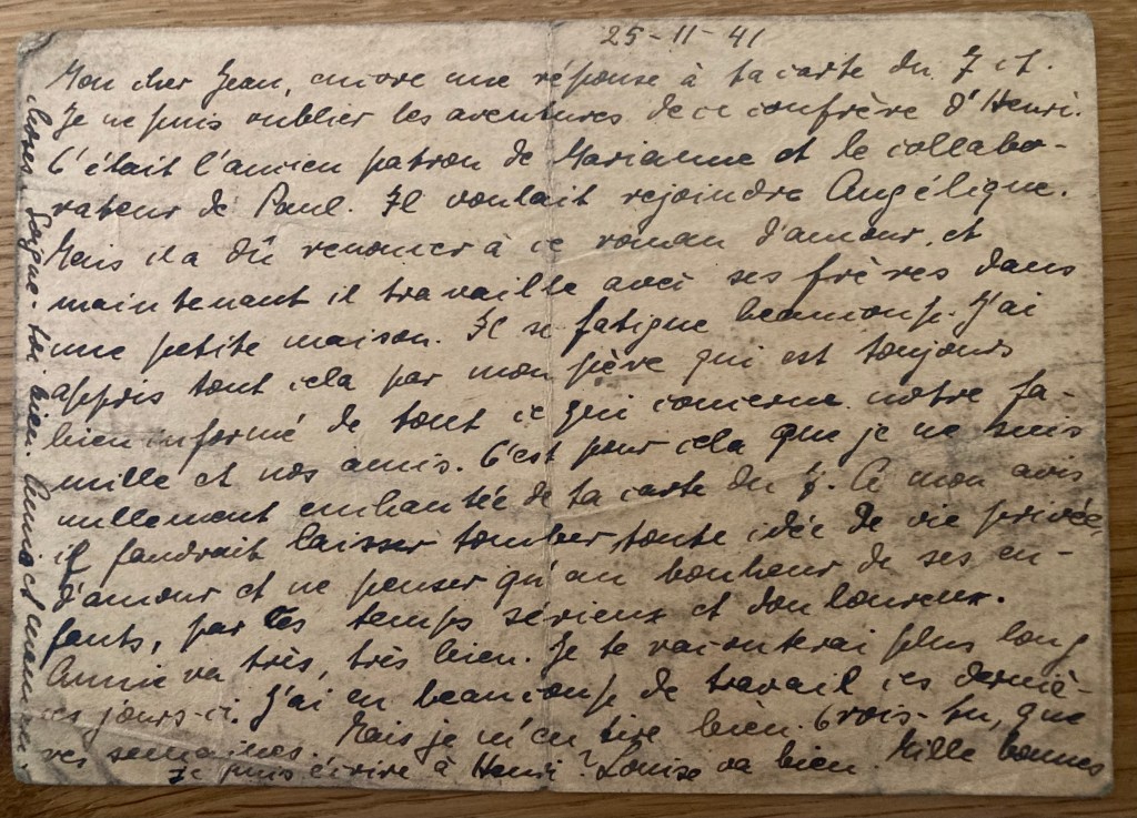 Carte du 25 novembre 1941 de Ruth à Hans SCHAUL [Collection particulière Dirk KRÜGER]